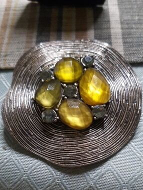 Faceted Yellow Gem Cluster Necklace Pendant